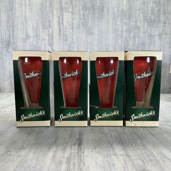 4 Smithwick's 1710 Beer Glass Stemmed Breweriana 6.5" Tall - Picture 2 of 6